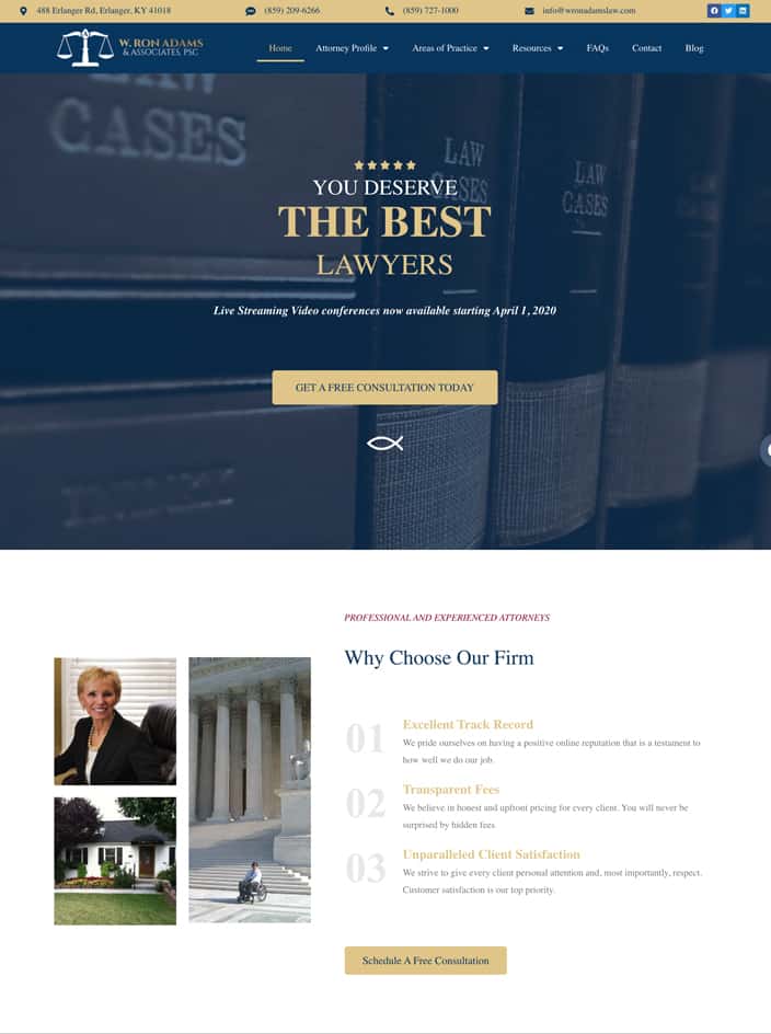 w. ron adams law website